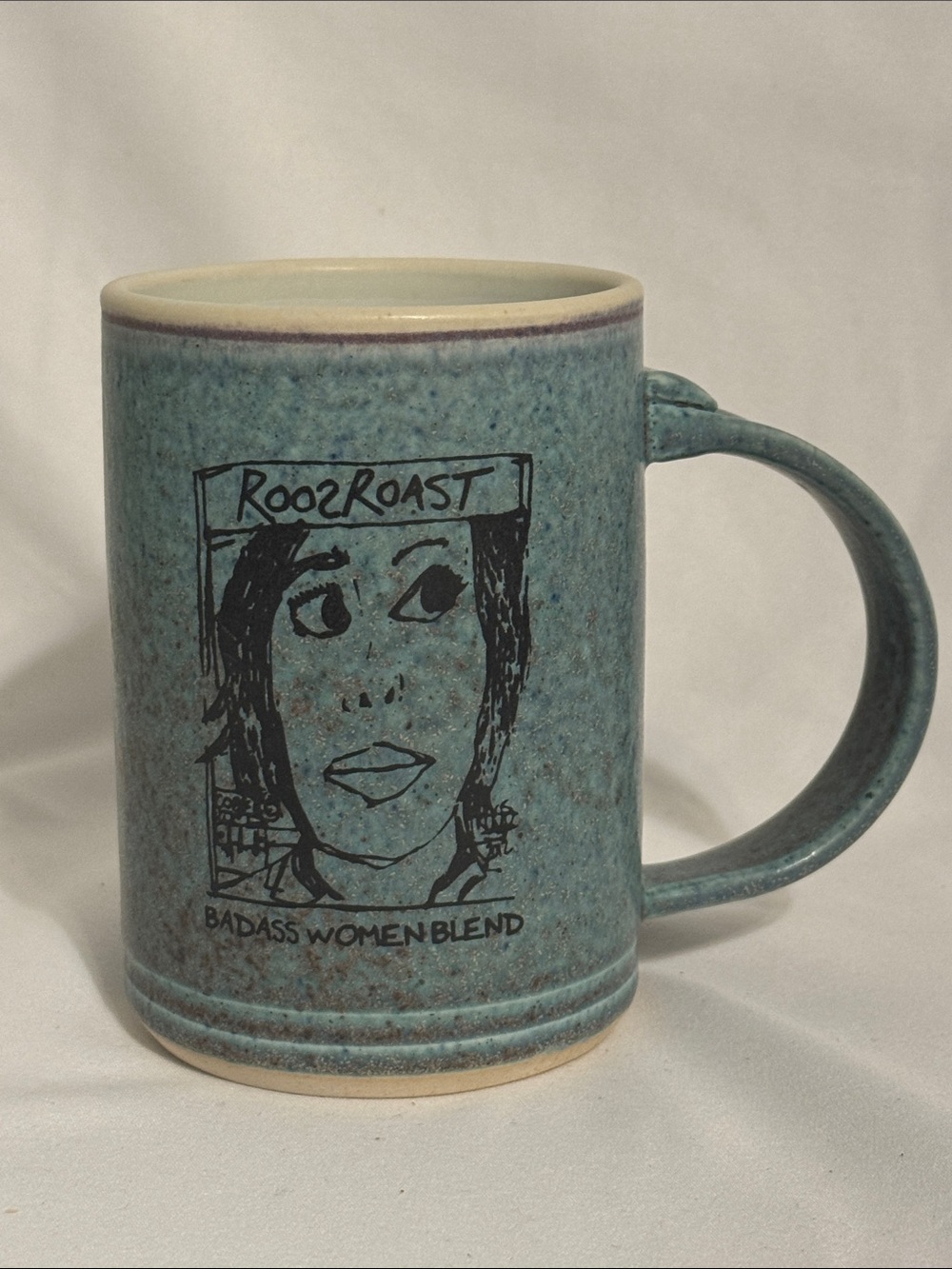 NEW Handmade Ceramic Artisan Coffee Mug - Badass Women Blend - RoosRoast 16 oz